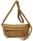 Braided Tassel Strap Crossbody Bag