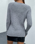 Hope Horizon Gray Frenchy Pearls Beaded Shoulder Sweater