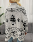 Hope Horizon Grey Geo Pattern Turtleneck Drop Shoulder Sweater