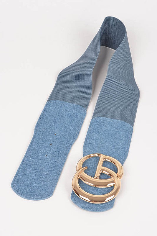 Plus Size CG Buckle Denim Elastic Belt