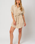 Gilli Half Sleeve Button Down Shirt Dress