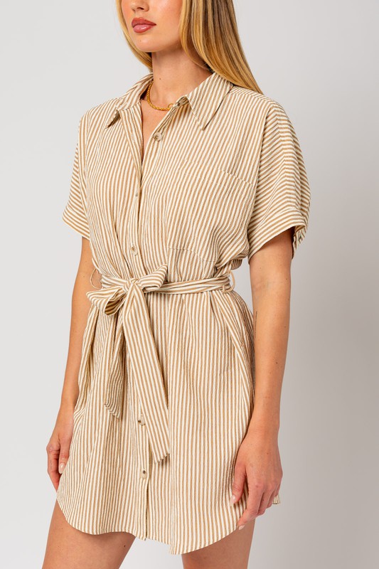 Gilli Half Sleeve Button Down Shirt Dress