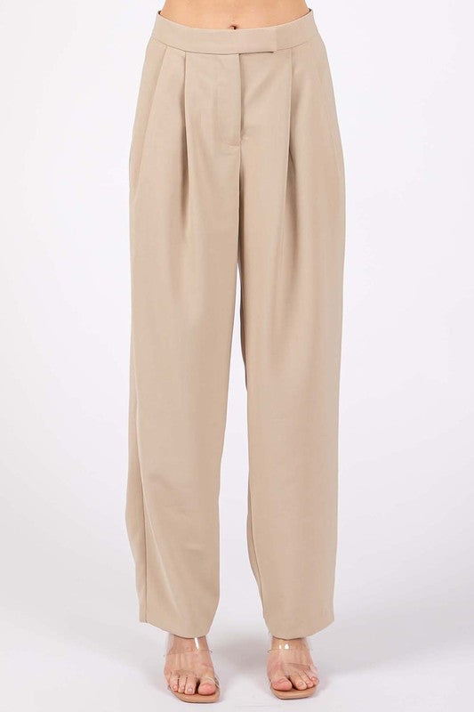 GeeGee High-Waisted Pleated Slacks