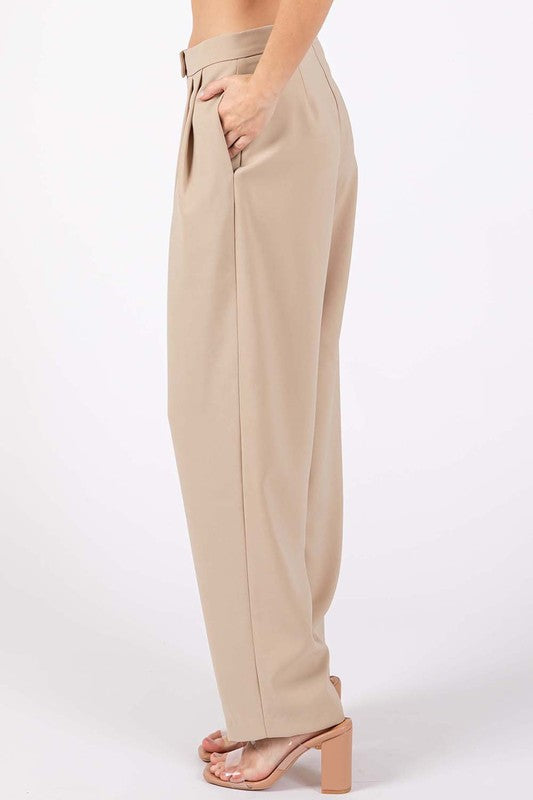 GeeGee High-Waisted Pleated Slacks