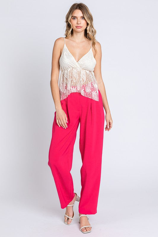 GeeGee High-Waisted Pleated Slacks