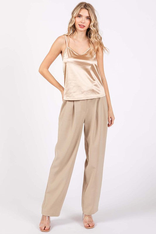 GeeGee High-Waisted Pleated Slacks