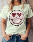 Retro Valentine Happy Smile Hearts Graphic Tee