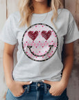 Retro Valentine Happy Smile Hearts Graphic Tee