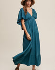 Listicle V-neck Ruffle Sleeve Flowy Vacation Dress