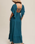 Listicle V-neck Ruffle Sleeve Flowy Vacation Dress