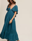 Listicle V-neck Ruffle Sleeve Flowy Vacation Dress