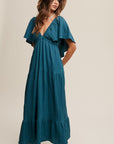 Listicle V-neck Ruffle Sleeve Flowy Vacation Dress