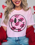 Smiley Face Sparkly Valentines Tee