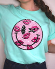 Smiley Face Sparkly Valentines Tee