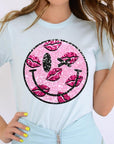 Smiley Face Sparkly Valentines Tee