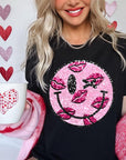 Smiley Face Sparkly Valentines Tee