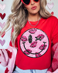 Smiley Face Sparkly Valentines Tee