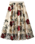 Rose Pattern Midi Skirt