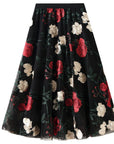 Rose Pattern Midi Skirt