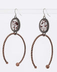 Turquoise Textured Drop Western Earrings