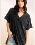 La Miel Mineral Washed Oversized Short Sleeve Top