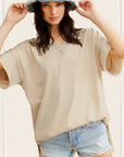 La Miel Mineral Washed Oversized Short Sleeve Top