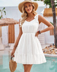 Tie Shoulder Ruffle Hem Dress