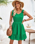 Tie Shoulder Ruffle Hem Dress