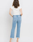 VERVET by Flying Monkey High Rise Frayed Hem Crop Straight Jeans