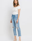 VERVET by Flying Monkey High Rise Frayed Hem Crop Straight Jeans