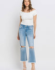 VERVET by Flying Monkey High Rise Frayed Hem Crop Straight Jeans