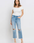 VERVET by Flying Monkey High Rise Frayed Hem Crop Straight Jeans