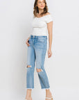 VERVET by Flying Monkey High Rise Frayed Hem Crop Straight Jeans