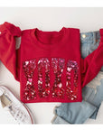 XOXO PLUS Faux Sequin Valentine Sweatshirt