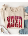 XOXO Faux Sequin Fleece Sweatshirt