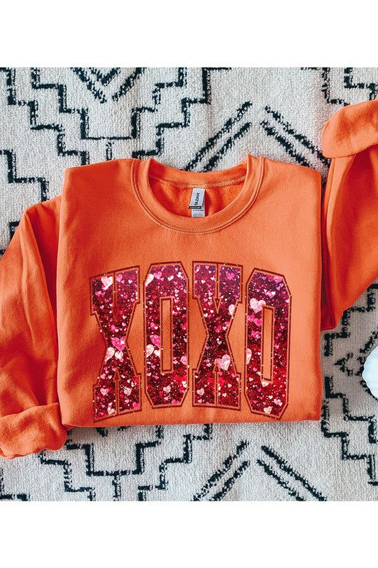 XOXO Faux Sequin Fleece Sweatshirt