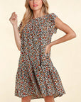 Leopard with Back Neck Button and Side Pockets Dress