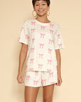 Novelty Printed Waffle Pajama and Lounge Shorts Set