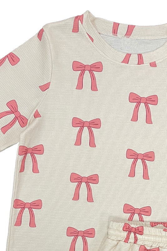 Miss Sparkling Novelty Printed Waffle Pajama/Lounge Shorts Set