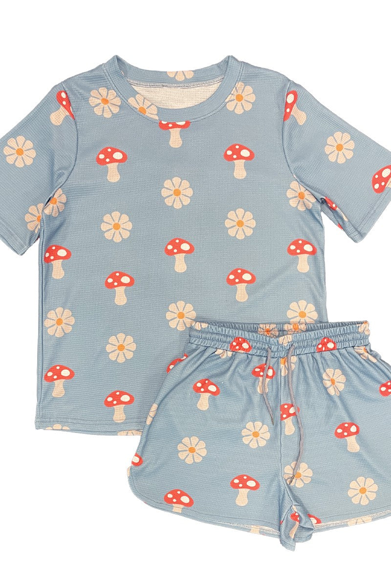 Miss Sparkling | Novelty Printed Waffle Shorts Set