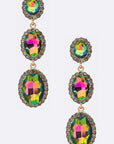 Crystal Oval Drop Statement Earrings