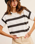 La Miel Lightweight Stripe Sweater Short Sleeve Top