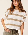 La Miel Lightweight Stripe Sweater Short Sleeve Top