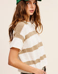 La Miel Lightweight Stripe Sweater Short Sleeve Top