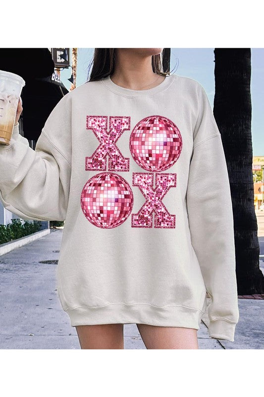 XOXO Faux Sequin Valentines Sweatshirt