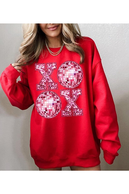 XOXO Faux Sequin Valentines Sweatshirt