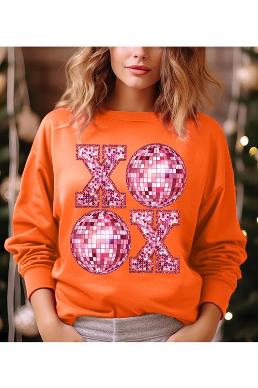 XOXO Faux Sequin Valentines Sweatshirt