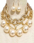 Oversize Pearls Chain Layered Statement Necklace