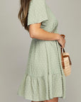 V-Neck Dress with Lace Trim