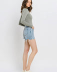 VERVET by Flying Monkey High Rise Raw Hem Shorts